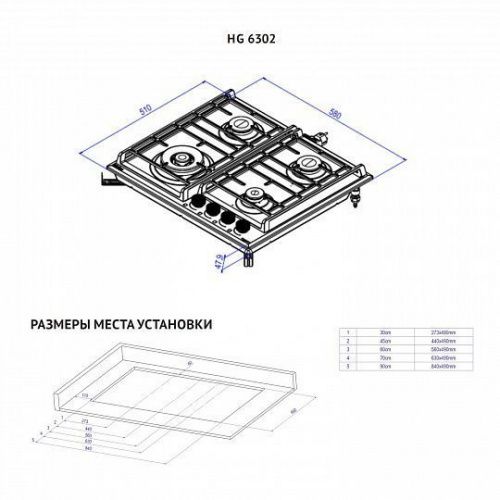 Встраиваемые рабочие поверхности Korting HG 6302 CTW