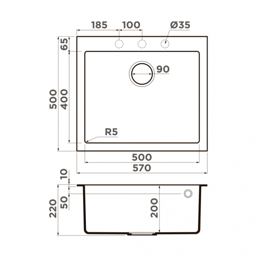 Мойки Omoikiri BOSEN 57A-GB