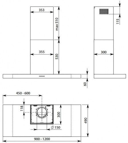 Вытяжки FALMEC PLANE BLACK NRS 90