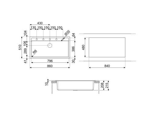 Мойки Smeg VSGX860MN