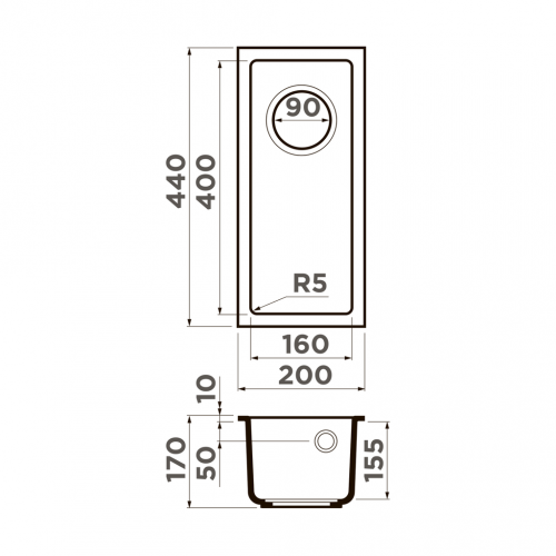 Мойки Omoikiri BOSEN 20-U-DC